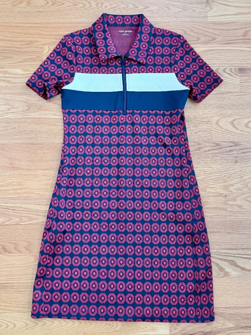 Tory Burch Performance Jacquard Color-Block Dress (S)